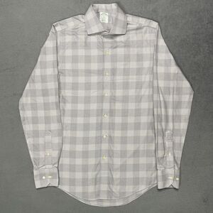 Brooks Brothers Milano Shirt Men‎ 15 - 4/5 Gray Houndstooth Non Iron Button Up